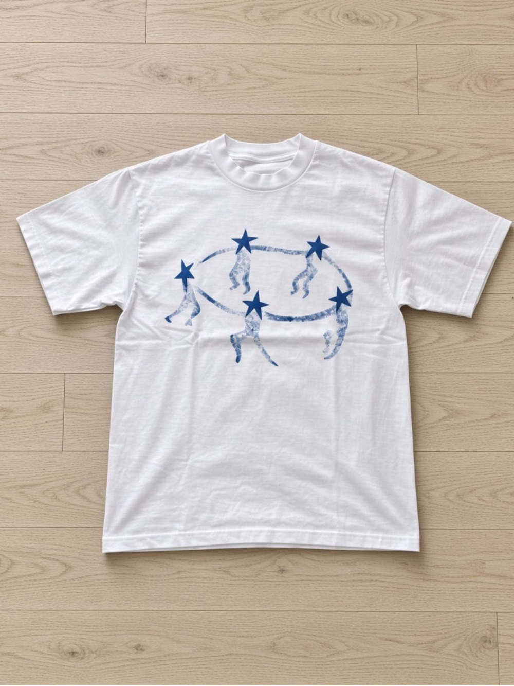Gildan White Short-Sleeve Tee with Blue Star Graphic